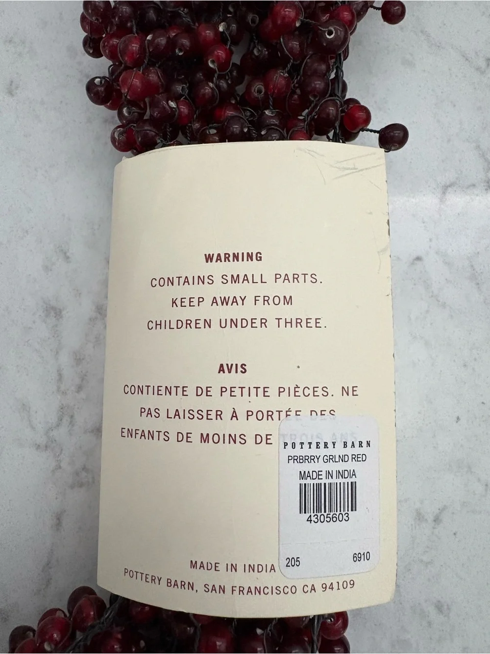 Rare Pottery Barn Red Pepperberry Garland Strand